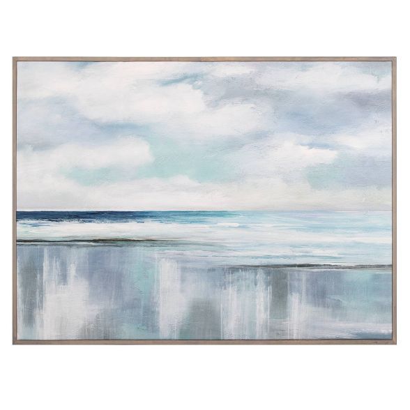 30" x 40" Cyan Sunrise by Nan Wrapped Framed Canvas Painting Blue - Fine Art Canvas | Target