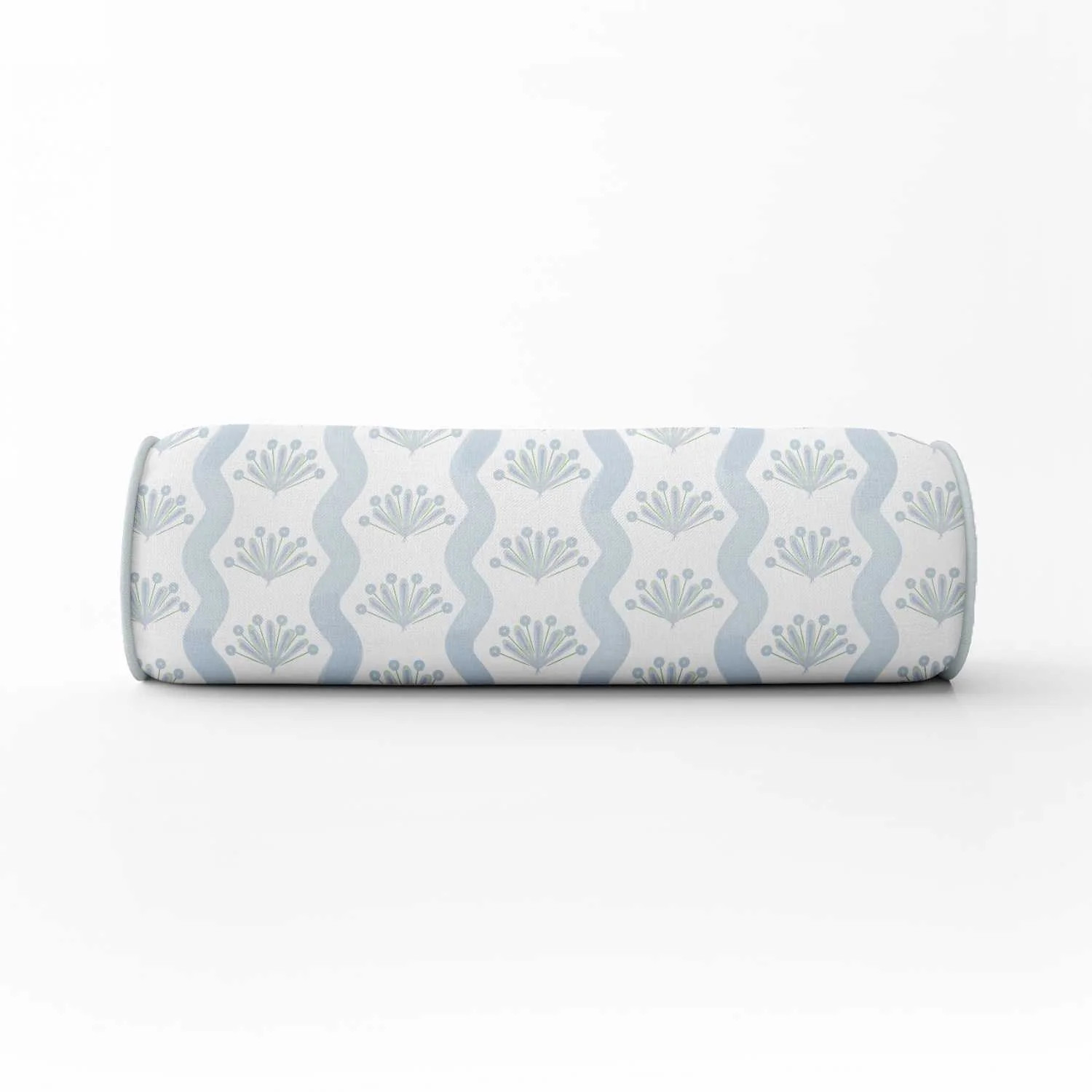 Ciélle Home | Riviera Pastel Blue Bolster Pillow | Velvet Piping | Cielle Home