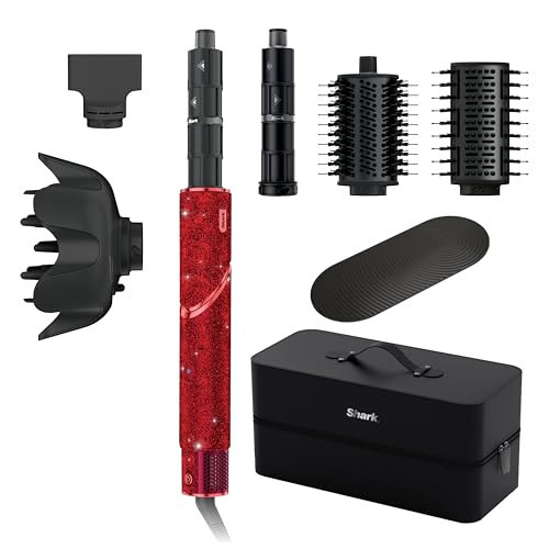 Shark FlexStyle Air Styling & Drying System | Powerful Hair Dryer & Multi-Styler | with Auto-Wrap Curlers, Diffuser, Oval & Paddle Brush, Concentrator Attachment | Red Sparkle | HD442JR | Amazon (US)