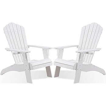 Psilvam Adirondack Chair, Oversized Poly Lumber Fire Pit Chair with Cup Holder, 350Lbs Support Pa... | Amazon (US)