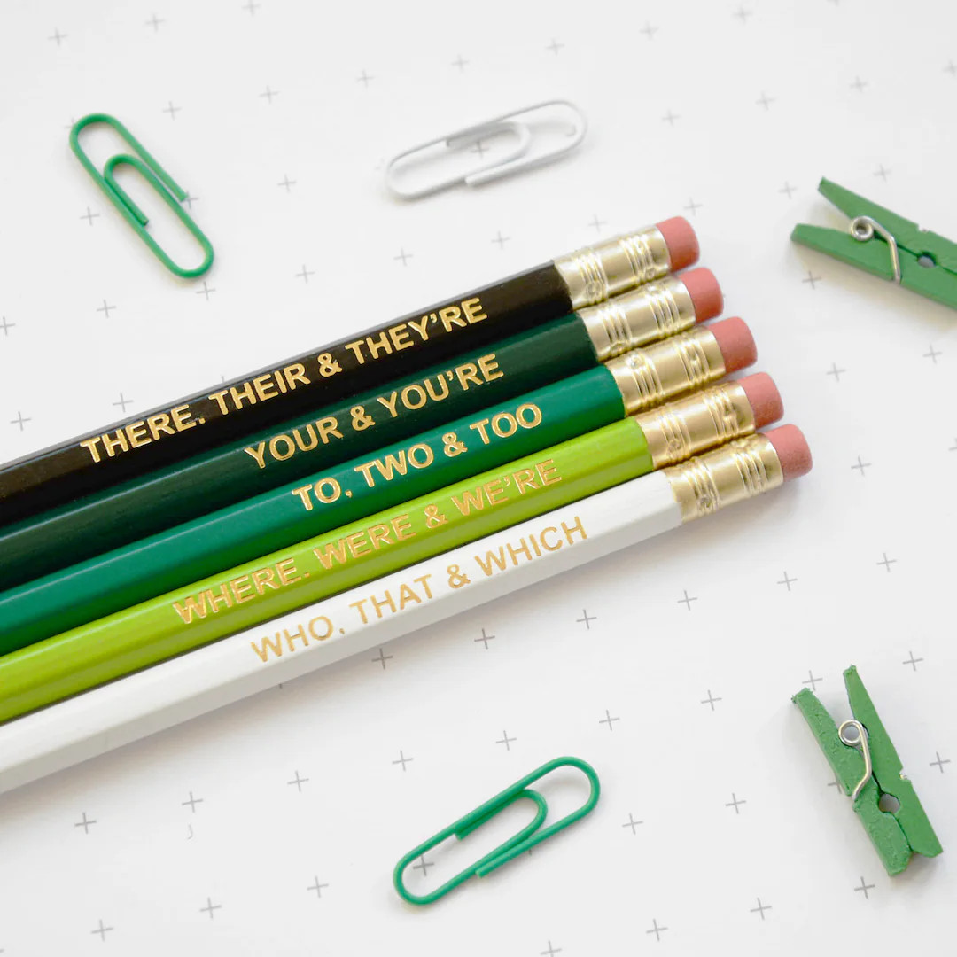 GREEN GRAMMAR PENCILS Back to School English Teacher Gift Graduation Stocking Stuffer Coloured Pe... | Etsy (US)