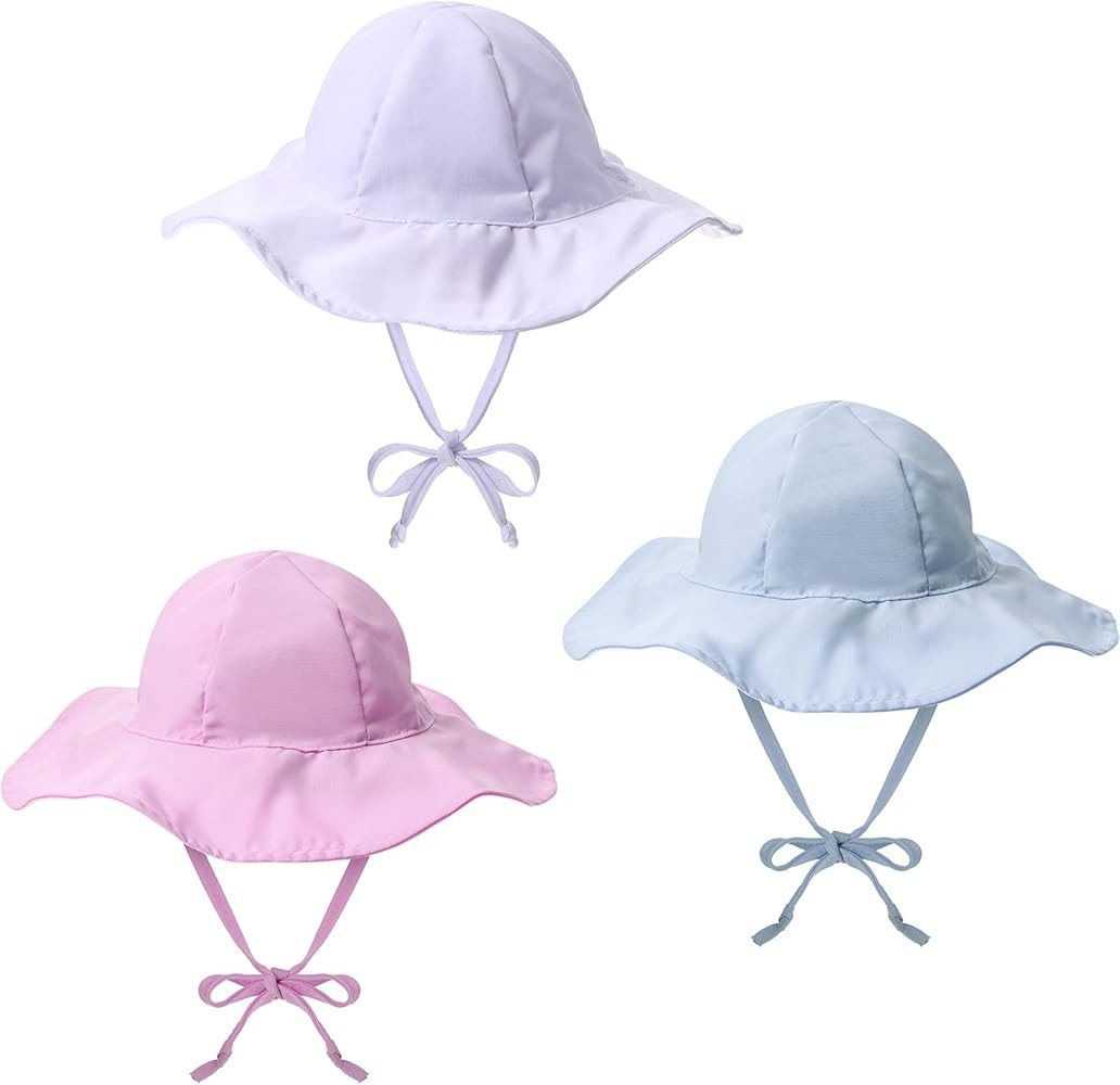 Geyoga 3 Pcs Baby Sun Hat Summer Beach Hat Outdoor Adjustable Floppy Hat with Protection Wide Bri... | Amazon (US)