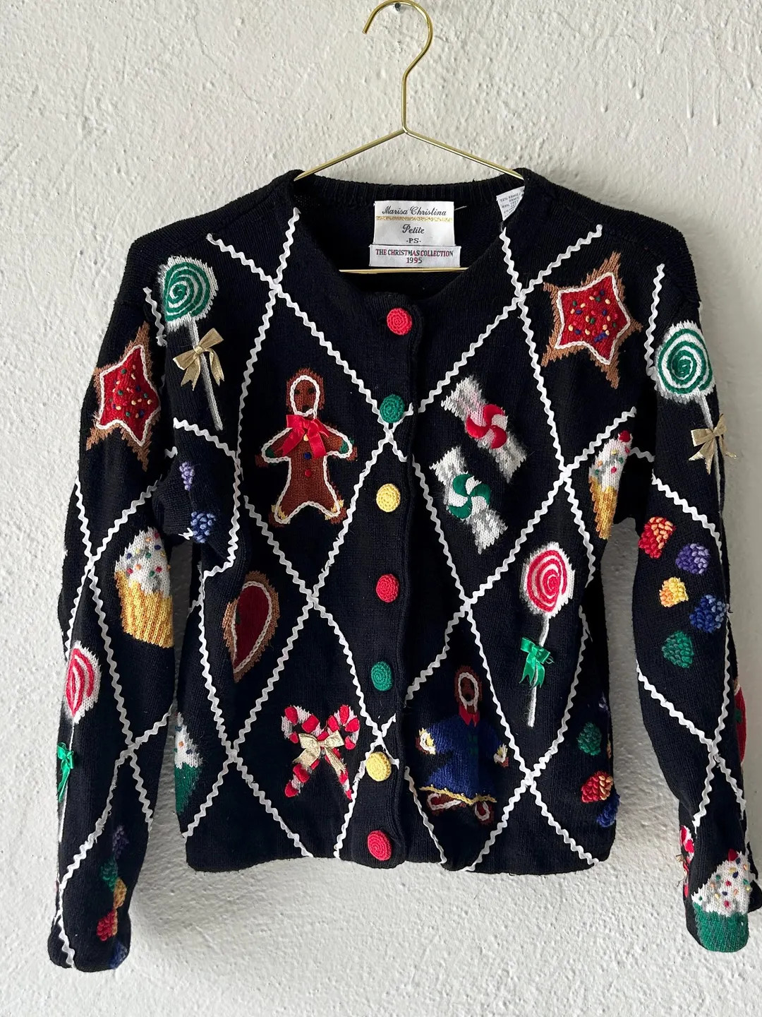 Vintage 1990s Christmas Sweater, Embroidered, Petite Small, Gingerbread, Candy Cane | Etsy (US)