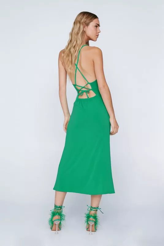 Crossover Lace Up Back Midi Dress | NastyGal (UK, IE)