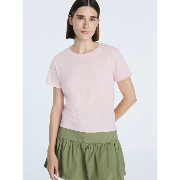 Free Assembly Women's and Women's Plus Cotton Cropped Boxy Tee with Short Sleeves, Sizes XS-4X | Walmart (US)
