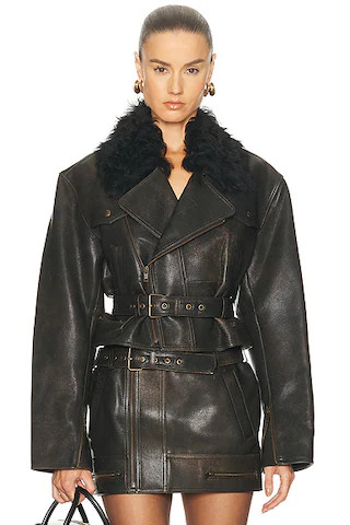 Cropped Leather Biker Jacket | FWRD 