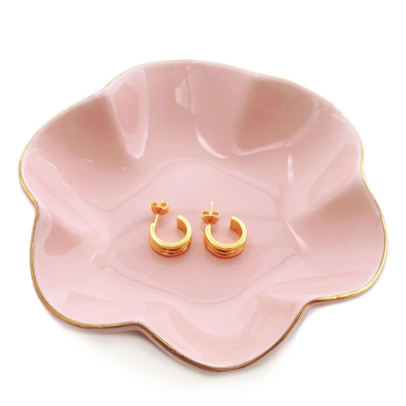 4.7 inch Small Ring Dish, Ceramic Jewelry Holder Tray, Pink Catch All Trinket Bowl for Keys Rings... | Amazon (US)