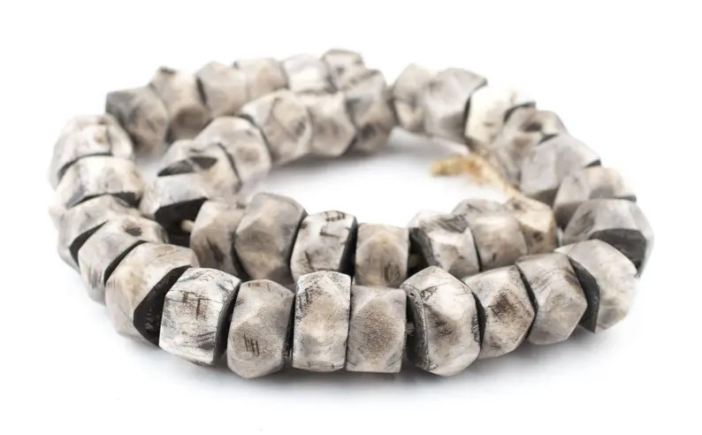 40 Grey Bone Beads: Faceted Shaped Beads Rustic Bone Beads Kenya Trade Beads Big Bone Beads Beade... | Etsy (US)