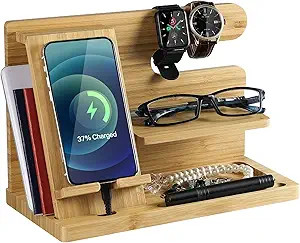 AICase Gifts for Men Wooden Docking Station Nightstand Organizer Charging Station,Cell Phone Stan... | Amazon (US)