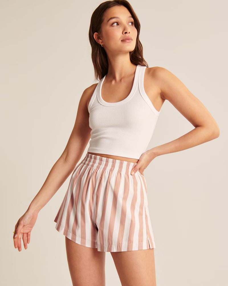 Women's Poplin Pull-On Shorts | Women's Matching Sets | Abercrombie.com | Abercrombie & Fitch (US)