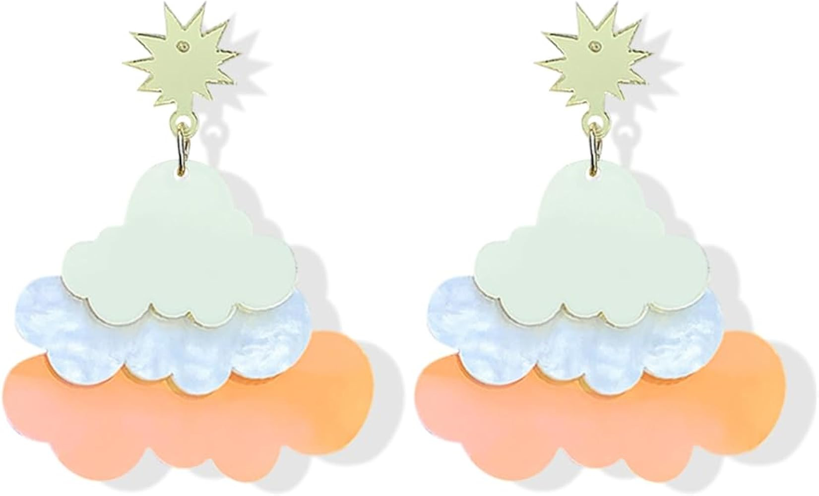 Funny Cute Handmade Sparkly Large Resin Cloud Lightning Weather Dangle Drop Hook Earrings for Wom... | Amazon (US)