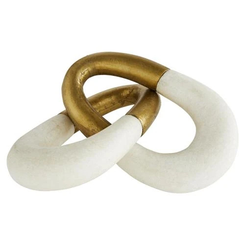 Terra Modern Classic Interlocking White Marble Brass Sculpture | Kathy Kuo Home