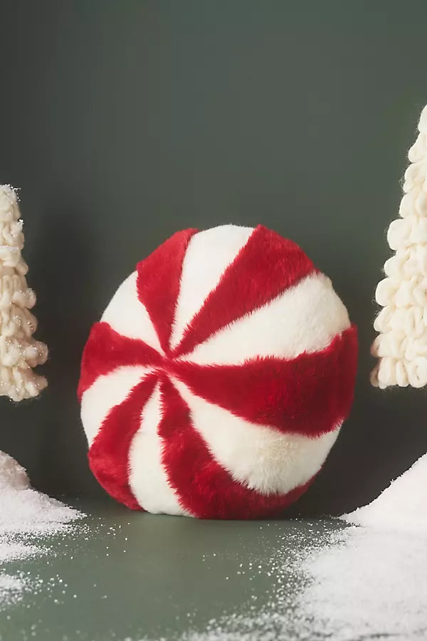 Peppermint Faux-Fur Pillow | Anthropologie (US)