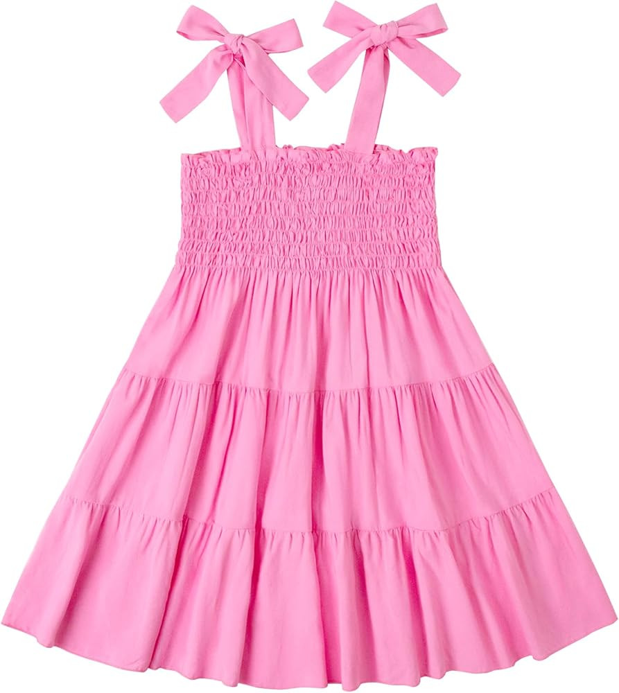 Magic Park Baby Toddler Girl Sleeveless Ruffle Dresses Child Summer Tiered Tie-Strap Beach Sundre... | Amazon (US)