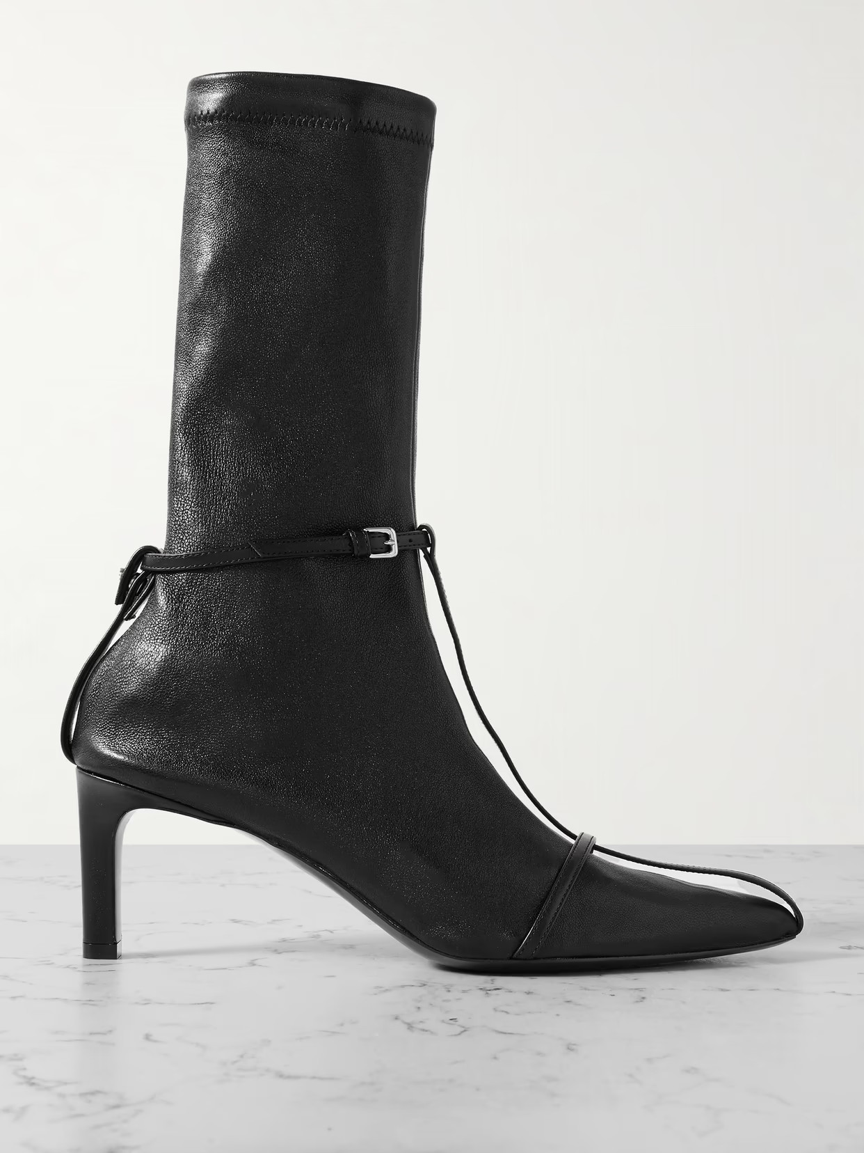 Jil Sander - Embellished Textured-leather Sock Boots - Black | NET-A-PORTER (UK & EU)