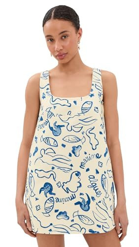 SIMONMILLER Women's Sahara Printed Denim Dress, Marine Print, L | Amazon (US)