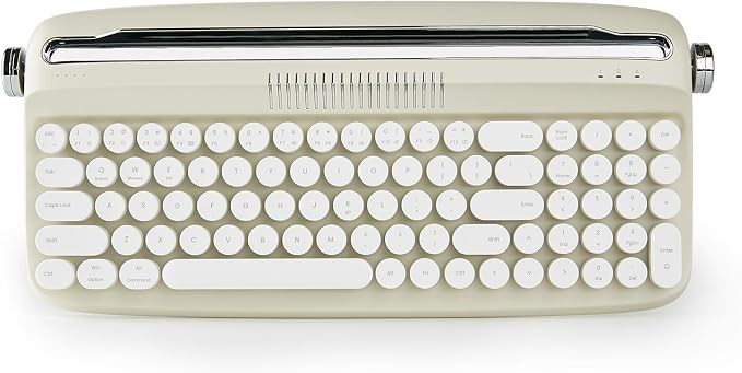 YUNZII Upgraded Wireless Keyboard, Retro Keyboard Typewriter Style with Integrated Stand, USB-C/B... | Amazon (US)
