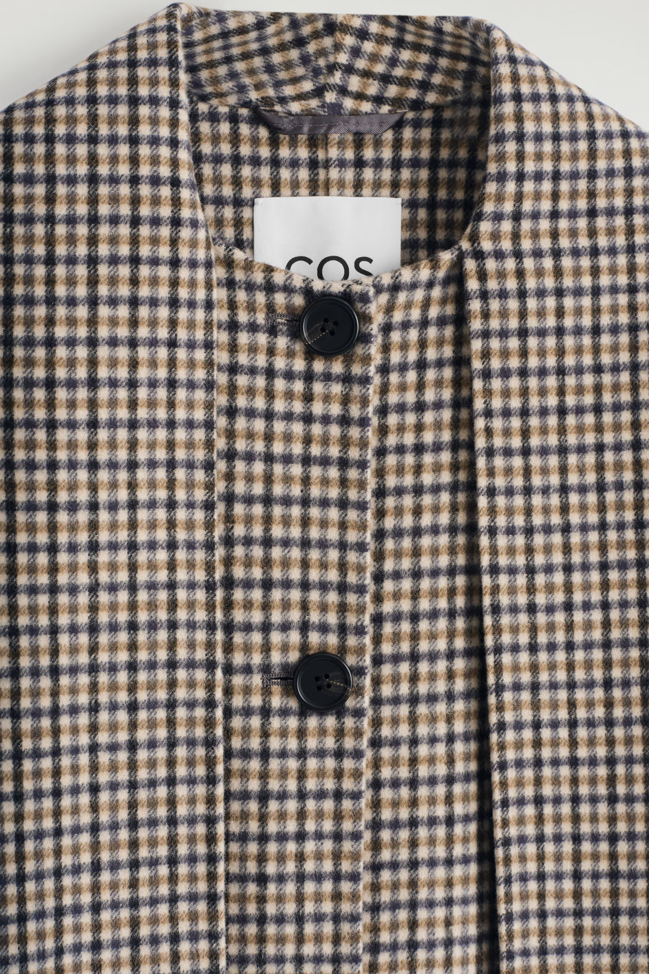 DOUBLE-FACED WOOL SCARF JACKET - BEIGE / CHECKED | COS | COS (EU)