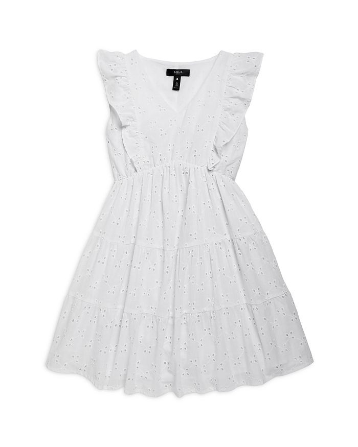 AQUA Girls' Eyelet Flutter Sleeve Dress, Big Kid - 100% Exclusive Back to Results -  Kids - Bloom... | Bloomingdale's (US)