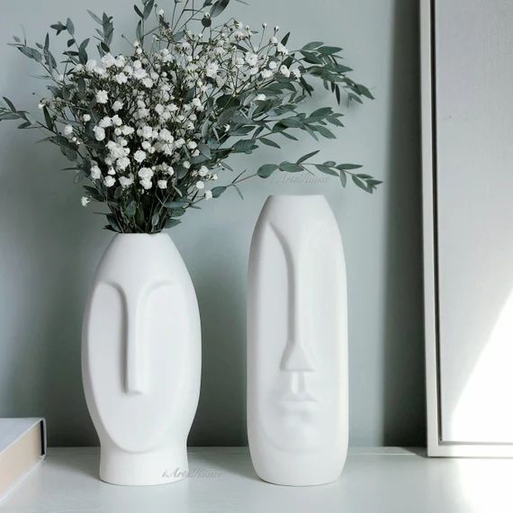 Set of 2 Handmade Ceramic VaseFace Vase Minimalist Vase | Etsy | Etsy (US)