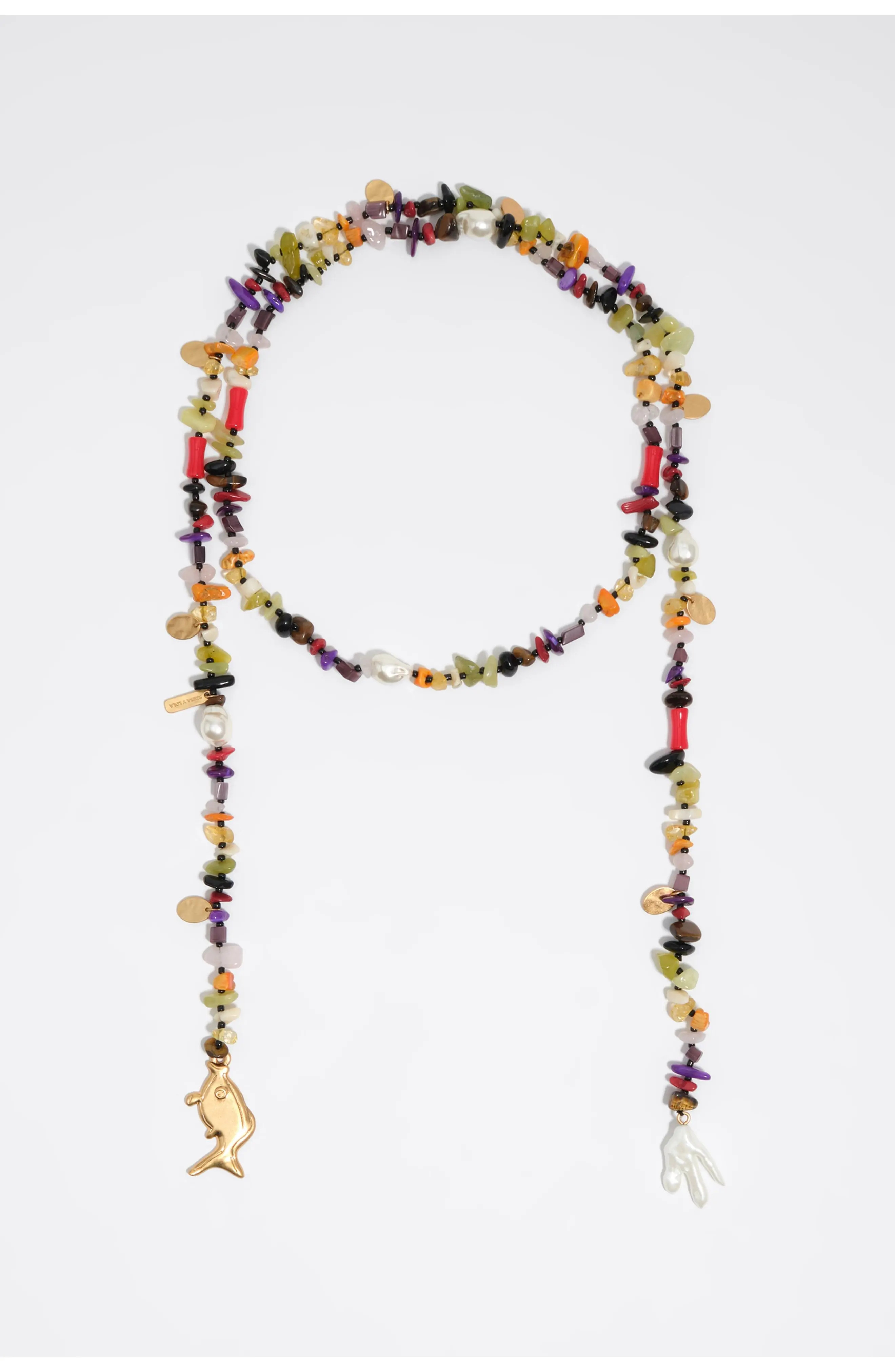 Bimba y Lola Multicolor Stones And Fish Necklace in Purple at Nordstrom | Nordstrom