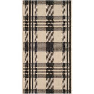 Courtyard Black/Bone 3 ft. x 5 ft. Striped Indoor/Outdoor Area Rug | The Home Depot