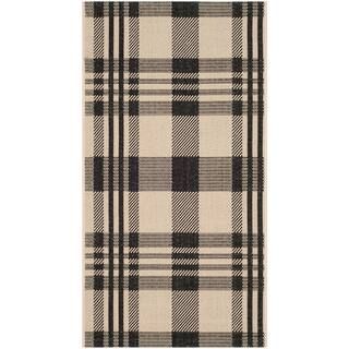 Courtyard Black/Bone 3 ft. x 5 ft. Striped Indoor/Outdoor Area Rug | The Home Depot