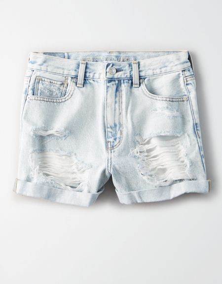 AE Denim Mom Shorts Women's Light Destroy Wash 16 | American Eagle Outfitters (US & CA)
