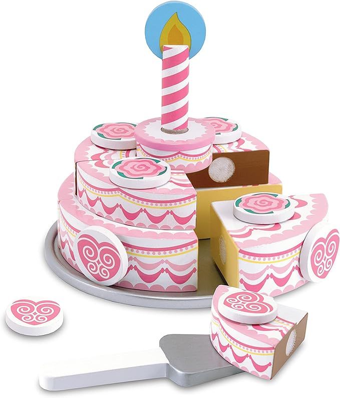 Melissa & Doug Triple-Layer Party Cake Wooden Play Food Set - Birthday Cake Pretend Food Play Set... | Amazon (US)