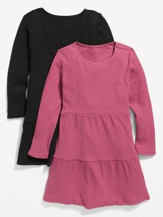 Long-Sleeve Tiered Rib-Knit Swing Dress 2-Pack for Girls | Old Navy (US)