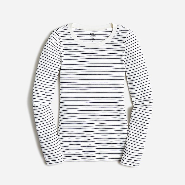Perfect-fit long-sleeve crewneck T-shirt in stripe | J. Crew US