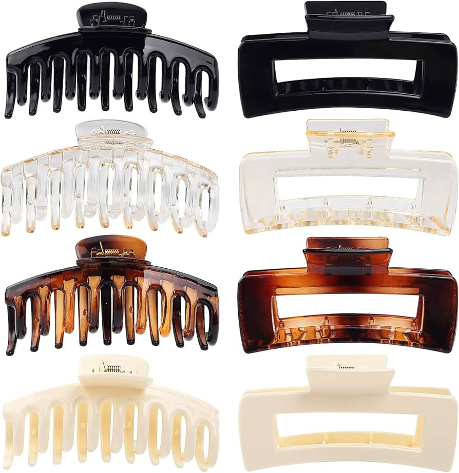 Claw Clip Hair Clip 8 Pack 4.3 Ihch Rectangular Hair Clips for Women Girls Large Hair Jaw Clips H... | Amazon (US)