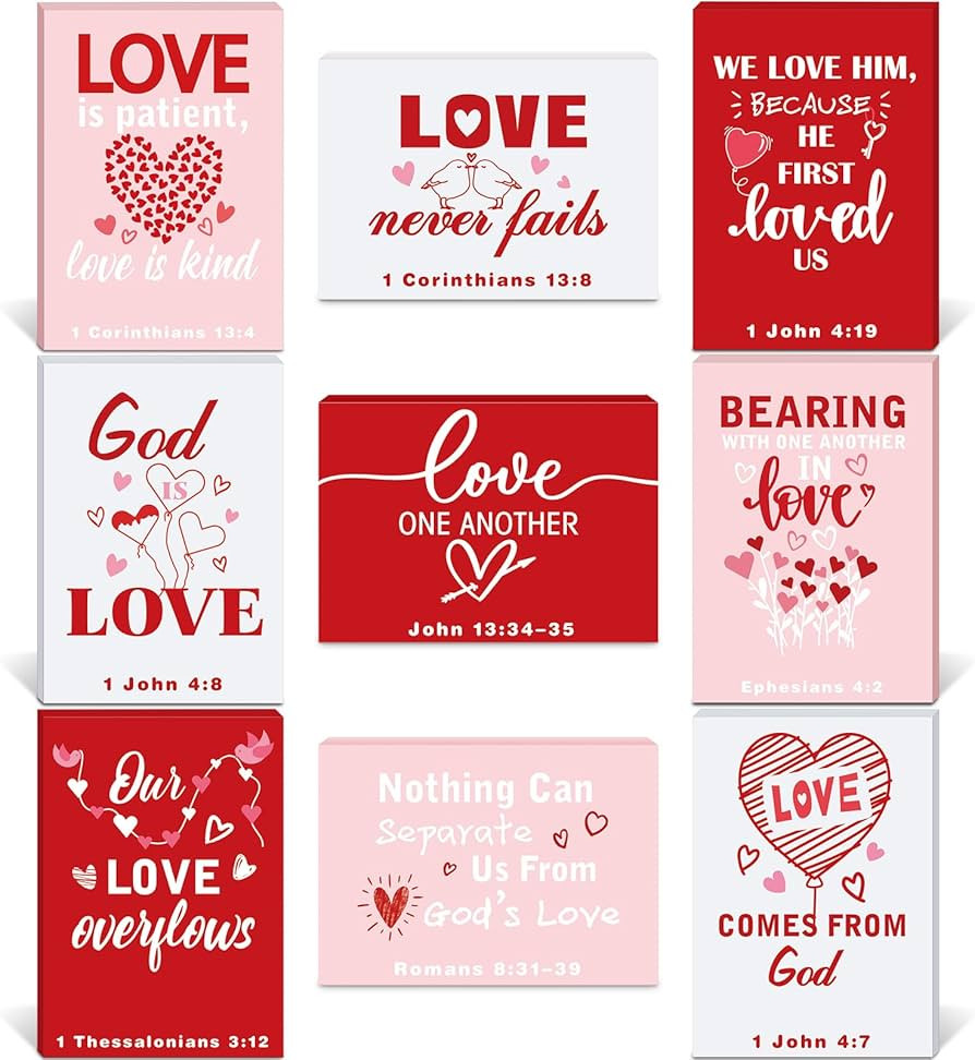 Yousoontic 9 Pcs Christian Valentine's Day Decor Bible Verse Religious Jesus Table Decorations Wo... | Amazon (US)