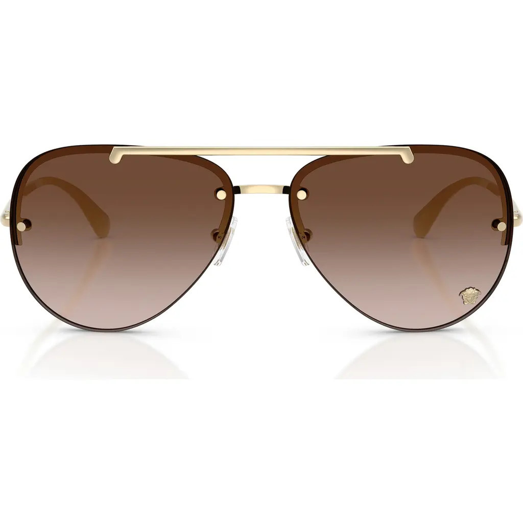 Versace 60mm Pilot Sunglasses in Pale Gold/brown Gradient at Nordstrom | Nordstrom