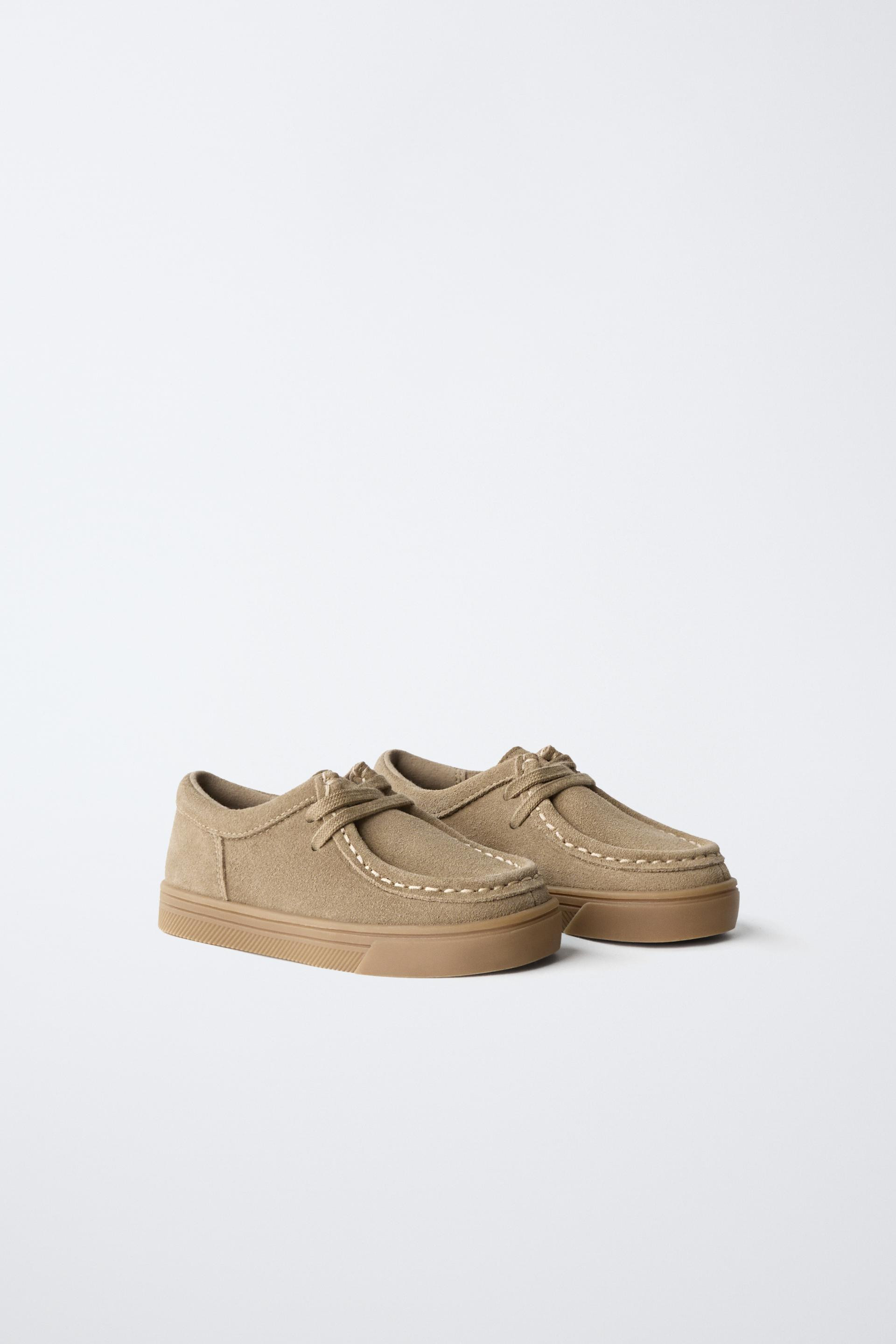 Zara - Leather Boat Shoes - Mink Gray - 9 (6.1 Inches) - Kids | Zara US