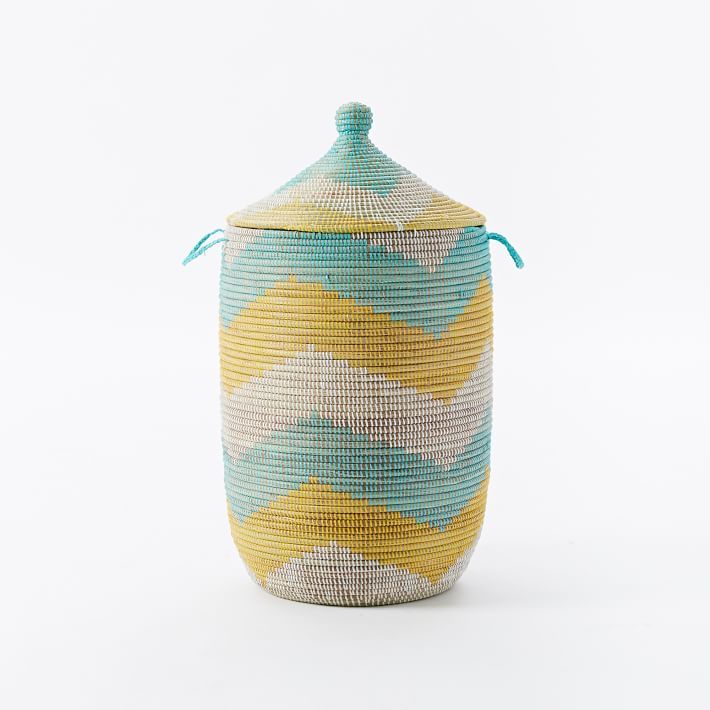 Graphic Woven Large Lidded Baskets | West Elm (US)