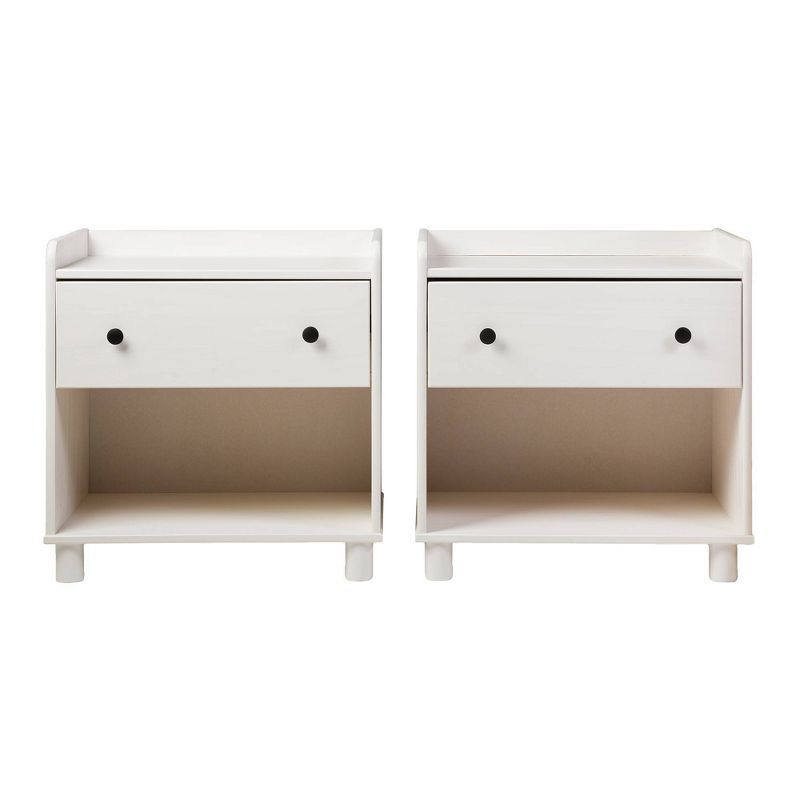 Set of 2 Katie Transitional Tray Top 1 Drawer Solid Wood Nightstands White - Saracina Home | Target