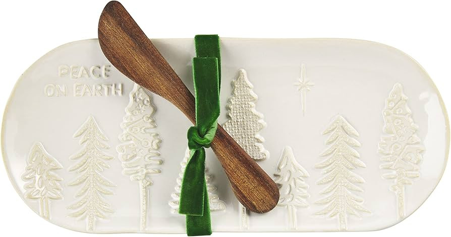 Mud Pie White Stoneware Christmas Everything Dish, 9" x 4" wide | Amazon (US)