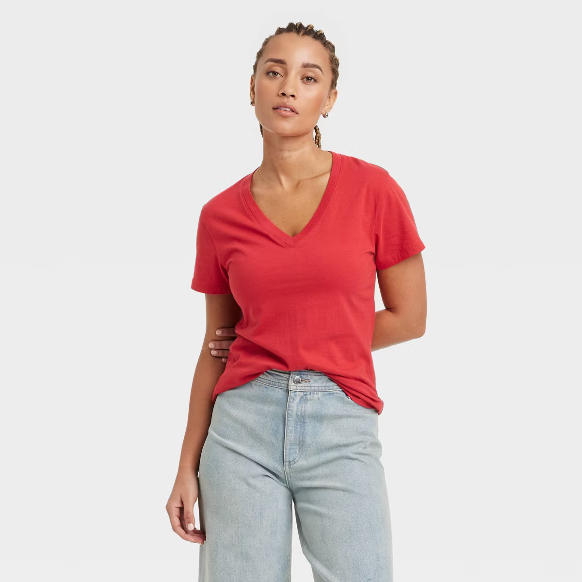 Women's Short Sleeve V-Neck T-Shirt - Universal Thread™ Red S | Target