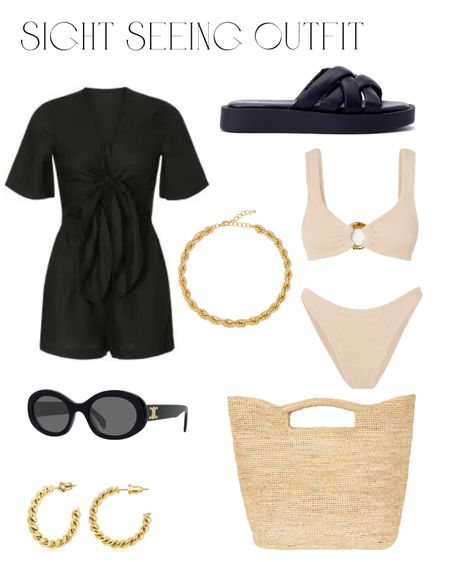 Sight seeing outfit // vacation outfit // vacay // bikini // swimwear // swimsuit// pool look // beach outfit // black romper // Hunza G // Excursion outfit // Cruise outfit 

#LTKFind #LTKstyletip #LTKswim