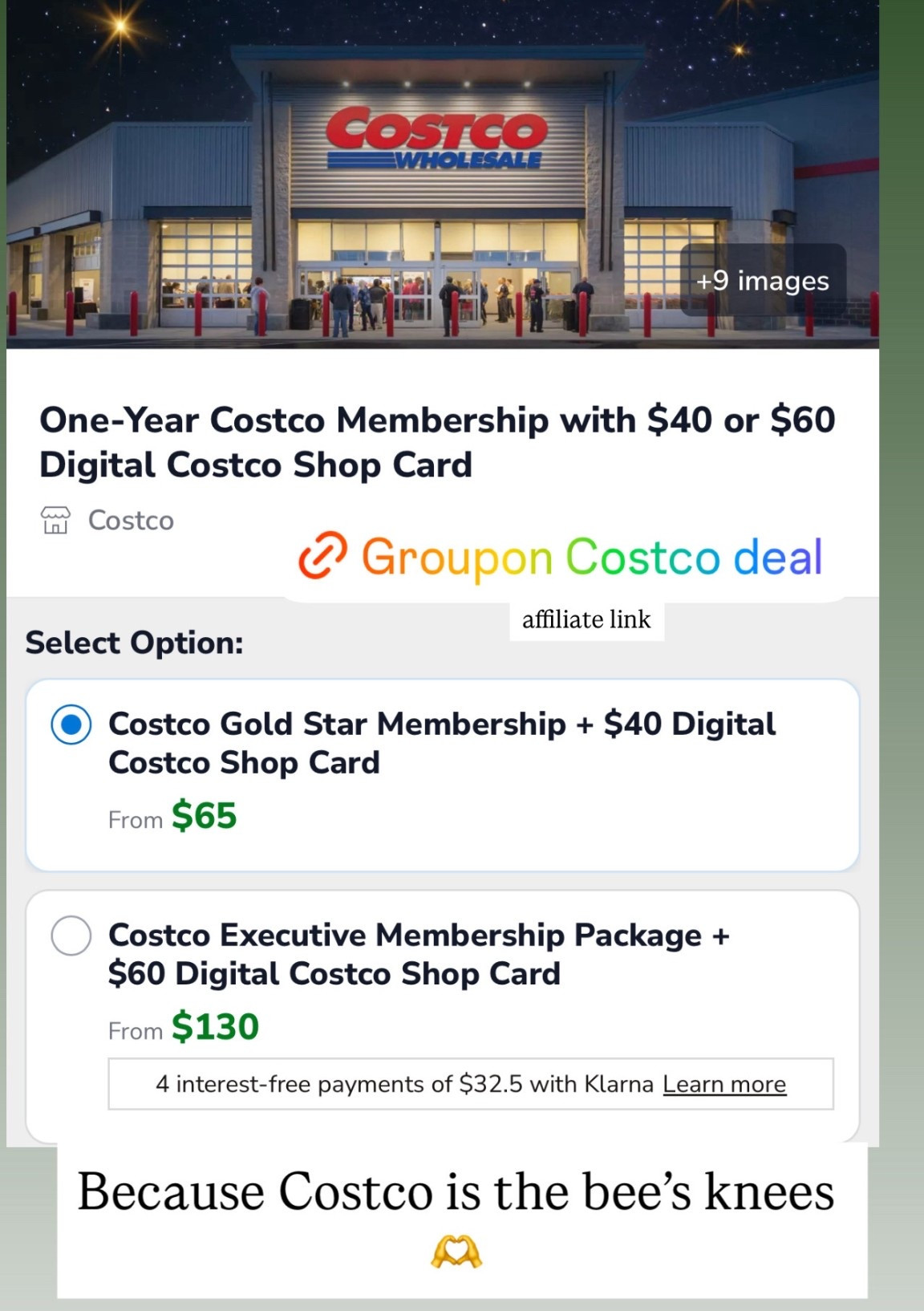 If Costco is your love language… same 😭🛒💛
Right now you can score a Costco membership on sale through Groupon — one of the BEST offers they do all year.

✨ Gold Star Membership + $40 Costco Digital Shop Card — $65
✨ Executive Membership + $60 Shop Card — $130

This makes your membership effectively way cheaper once you use the shop credit. Such a good time to join if you’ve been wanting access to Costco’s grocery deals, gift sets, furniture, and holiday savings.

Tap to shop the Groupon Costco Membership Deal!

#Costco #CostcoMembershipDeal #GrouponDeal #CostcoShopCard #LTKDeals #Savings


#LTKselfcare #LTKGiftGuide #LTKmomlife
