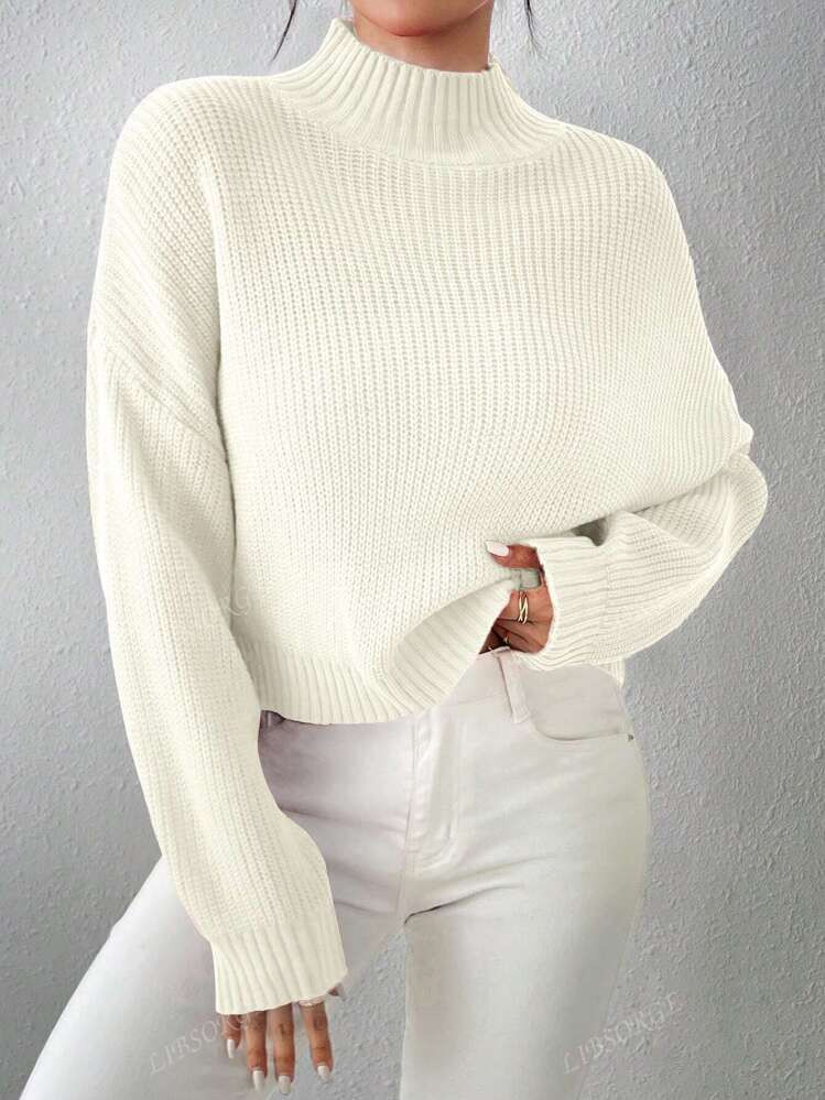 Women's Basic Cute Crop Sweaters Casual Lightweight Cozy Ribbed Knit Cropped Pullover Long Sleeve... | SHEIN