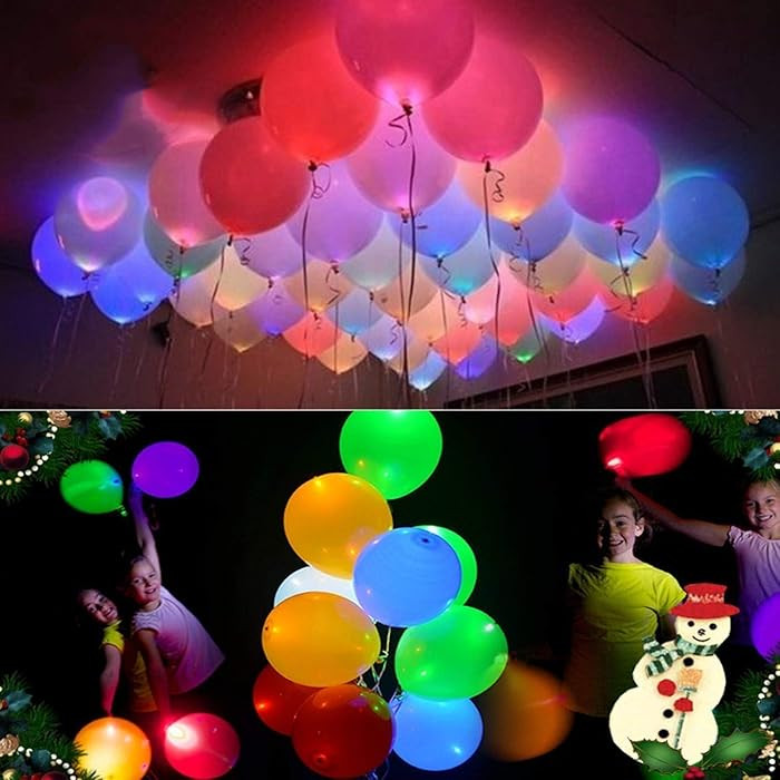 20 LED Light Up Balloons, 12 inch Neon Balloons Mixed Colors Flashing Lasts 24 Hours Glow in the ... | Amazon (US)