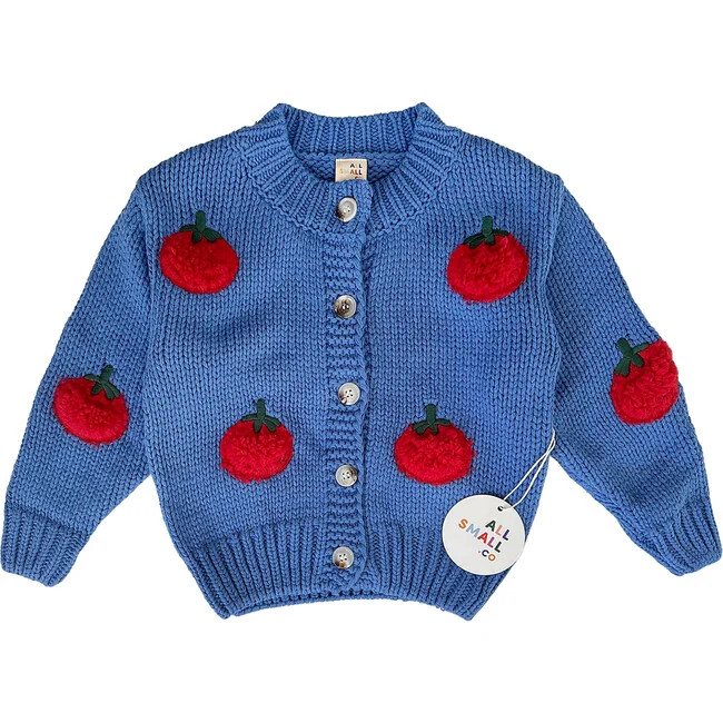Tomato Cardigan, Blue | Maisonette
