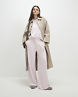 Pink Premium Drawstring Wide Leg Joggers | River Island UK & IE