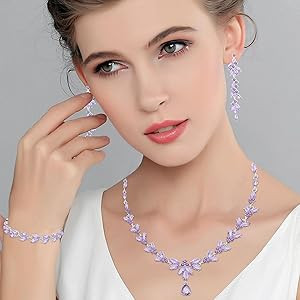Wedding Jewelry Sets for Bride Bridesmaid Bridal Jewelry Set for Women Wedding Crystal Necklace E... | Amazon (US)