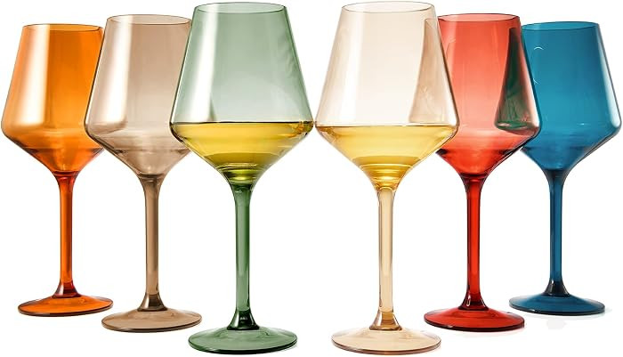 European Style Plastic Crystal, Stemmed Wine Glasses | Set of 6 | Acrylic Tritan Drinkware, Unbre... | Amazon (US)