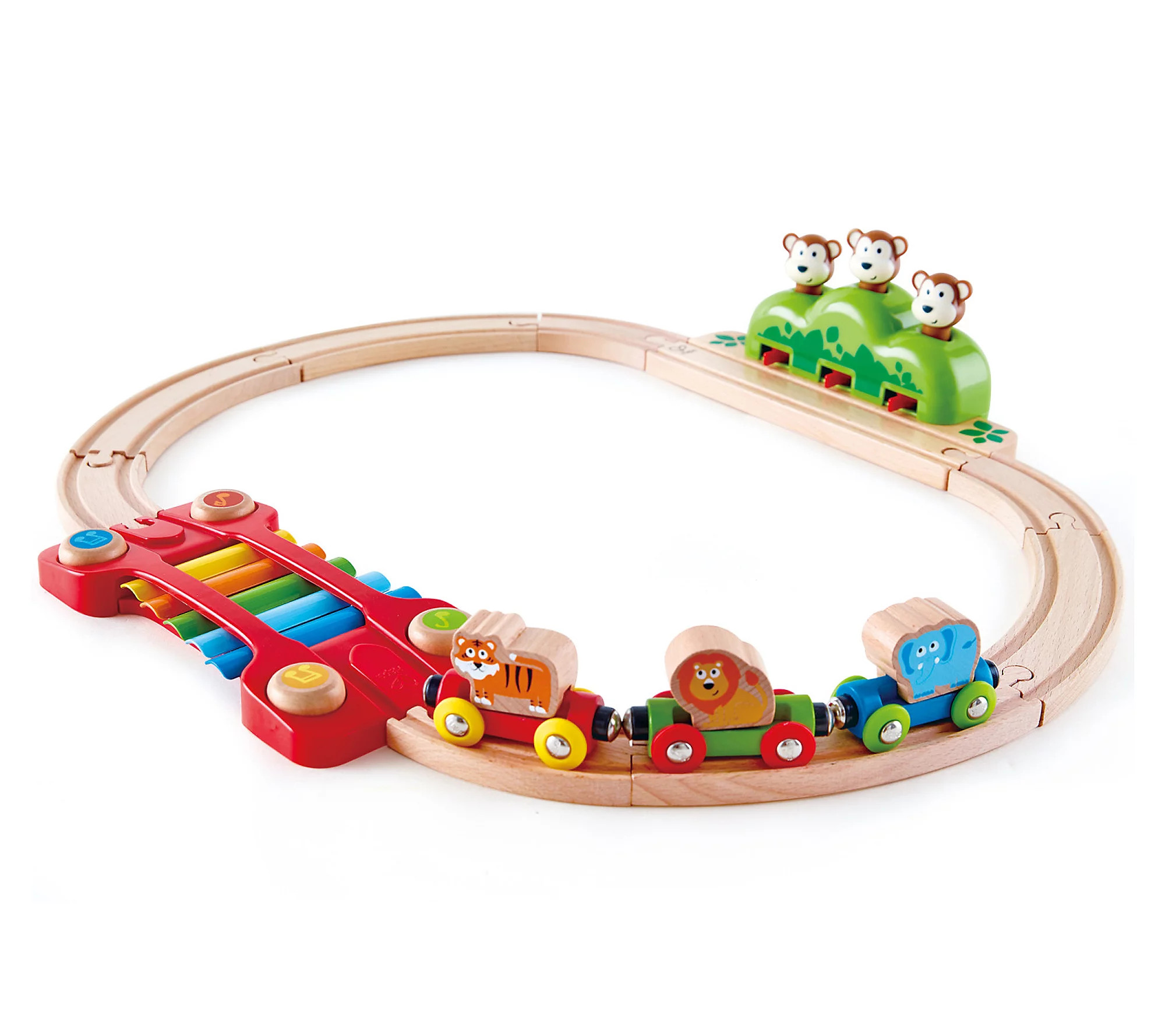 Hape Music & Monkeys Railway Wooden Train Set | QVC