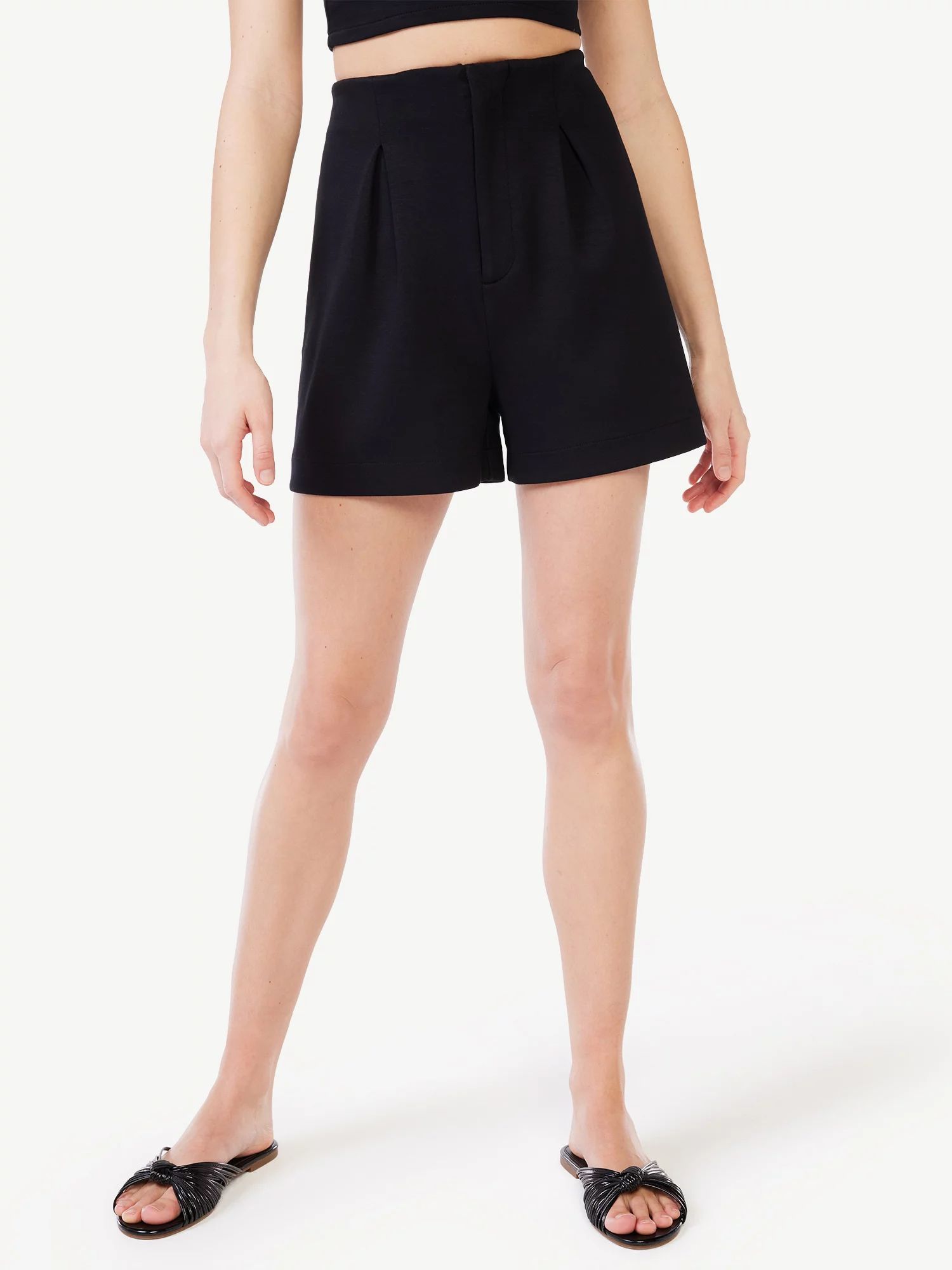 Scoop Women's Pleated Scuba Shorts - Walmart.com | Walmart (US)