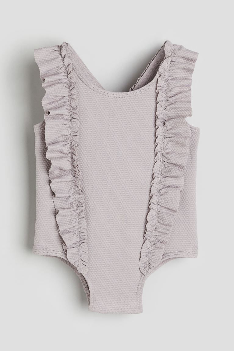 Flounce-trimmed Swimsuit - Light dusty purple - Kids | H&M US | H&M (US + CA)